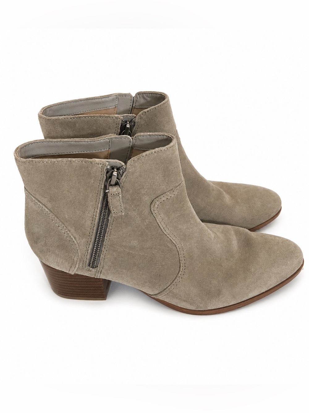 Johnston & Murphy Taupe Suede Ankle Booties with Side Zip